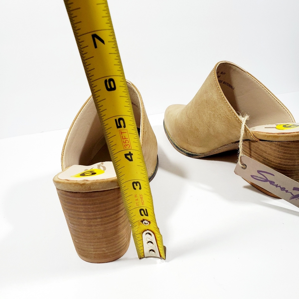 Seven 7 new tan pointy mules block heel shoes 9 - Picture 7 of 8